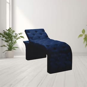 Maca Estofada Estética Cílios Regulável Spa Veludo Maitê Azul Marinho