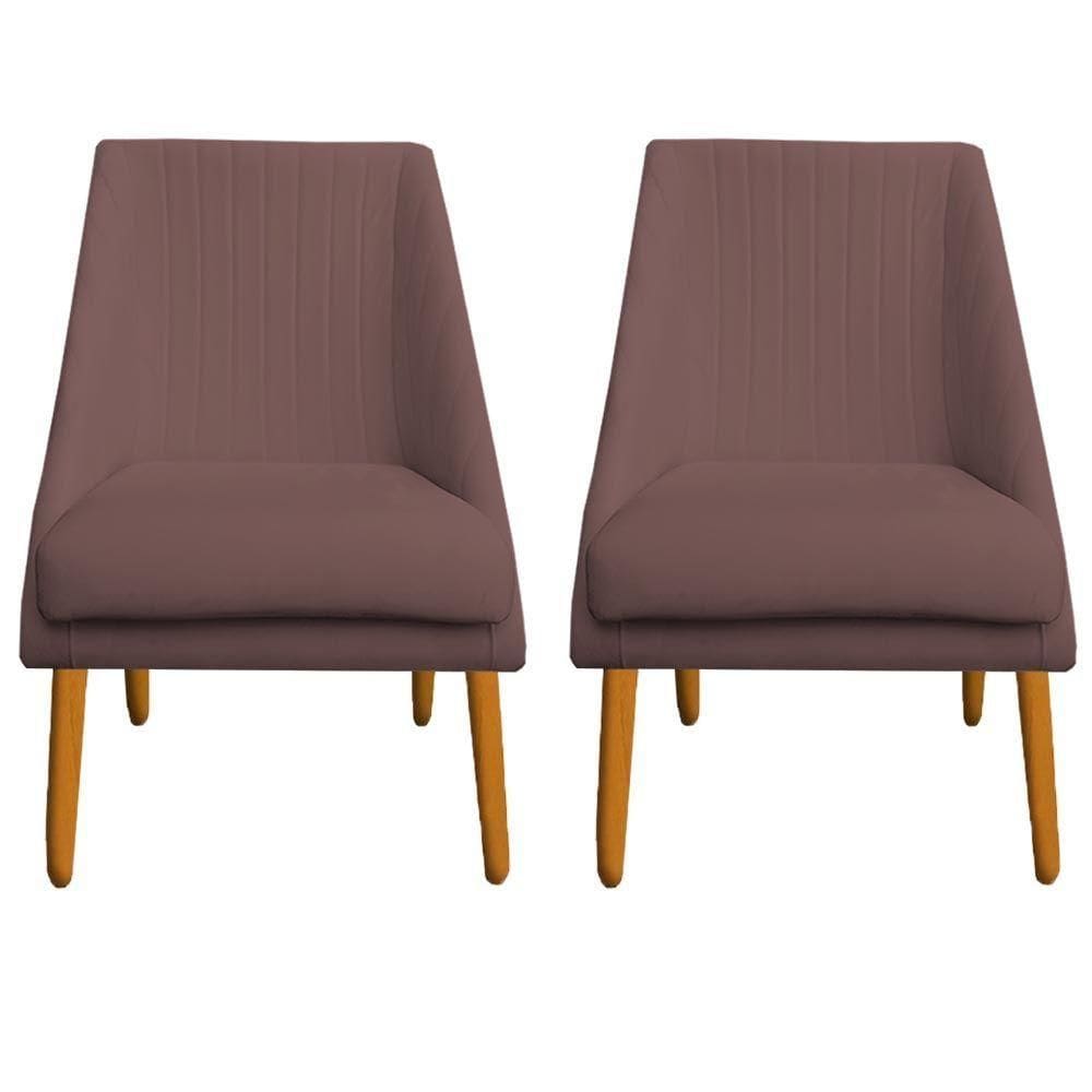Kit 02 Cadeiras Para Sala De Jantar Ana Pés Palito Veludo Rosê D`classe Decor