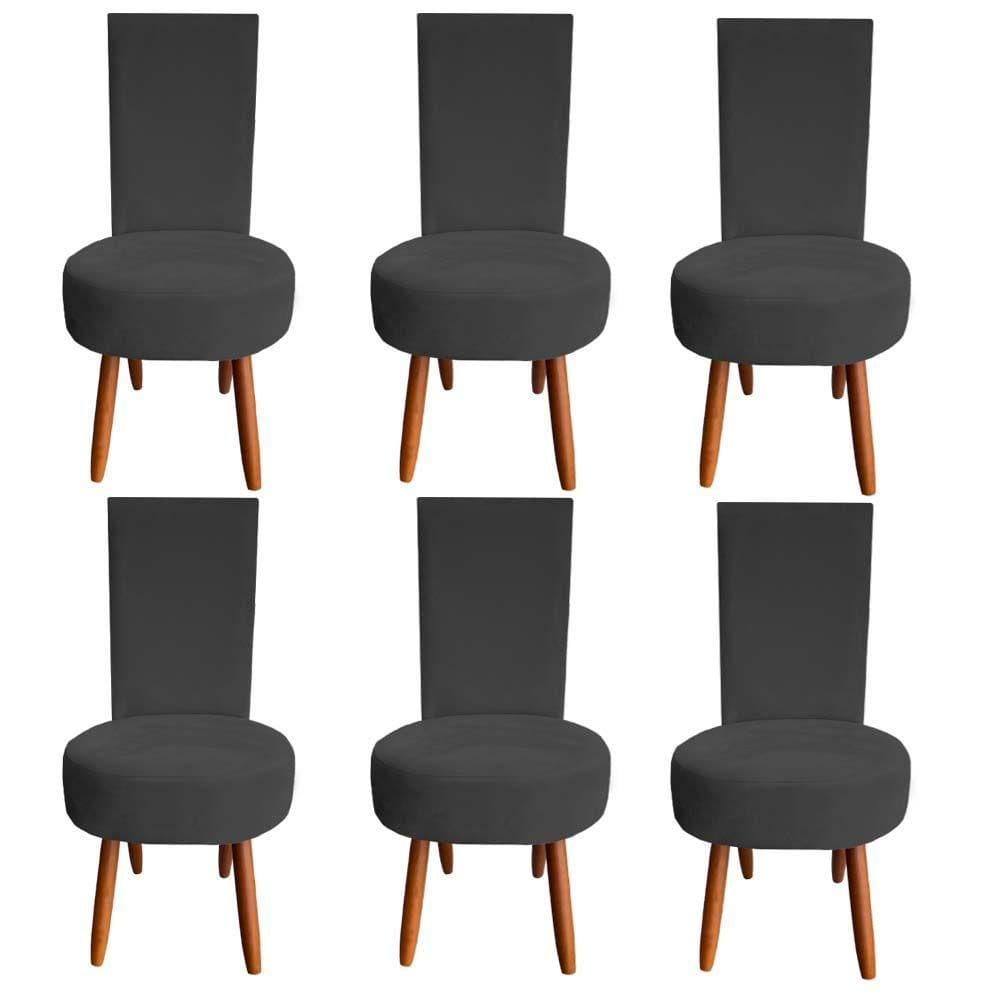 Kit 06 Cadeiras De Jantar Lisboa Sued Grafite D`classe Decor