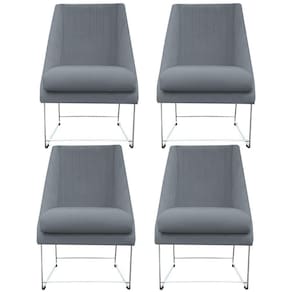 Kit 04 Cadeiras Ana Base De Ferro Prata Suede Bege D`classe Decor
