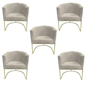 Kit 05 Poltronas Paola Base De Ferro Sued Bege D`classe Decor