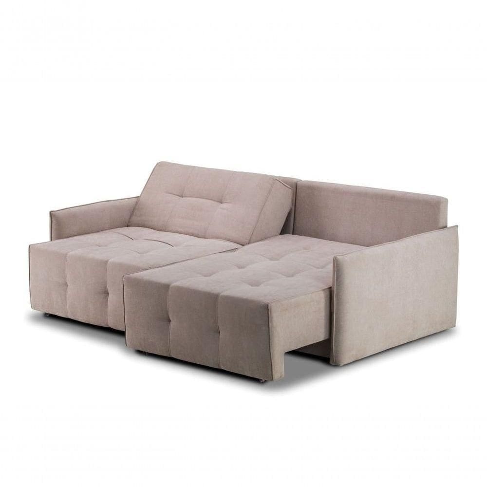 Sofá Cama Tecido Bege 2,20 Mt Saori - Bege