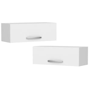 Kit 2 Armários Aéreos De Cozinha Para Geladeira 70cm 1 Porta Veneza - Lumil Móveis Branco-castanho