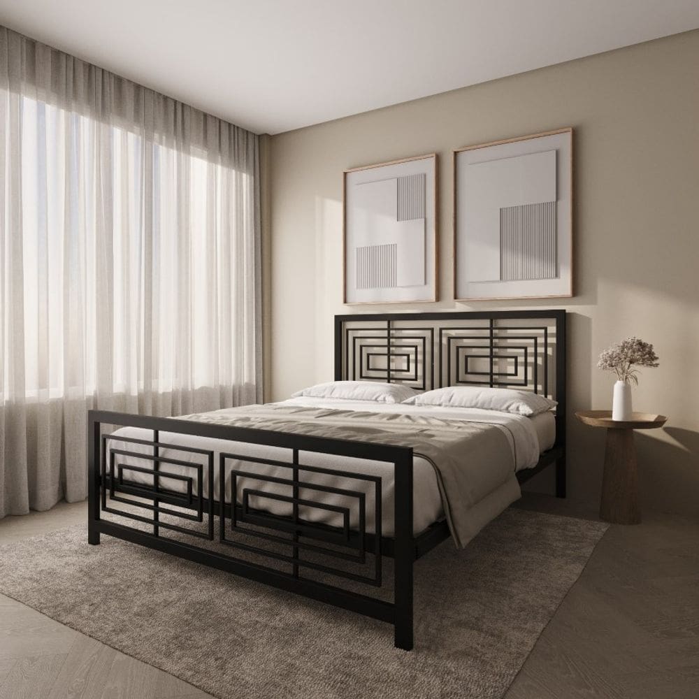 Cama De Casal Aço Estilo Industrial Mobbili Ca-06