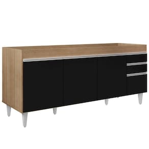 Balcão Gabinete Para Pia 180cm Sem Tampo Dallas Castanho-preto - Lumil
