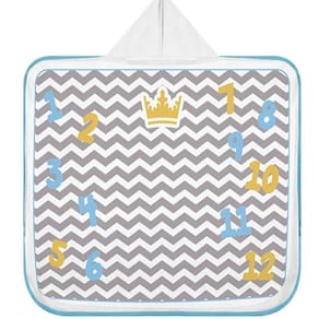 Toalha Capuz Tecebem Baby Mesversario Felpudo Estampada Com Viés Kinder 70cm90cm Azul
