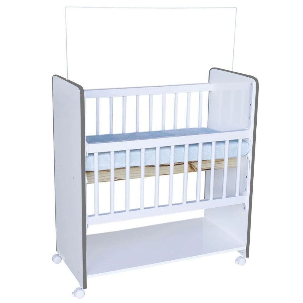 Mini Berço New Baby Bed Side Grade Móvel + Colchão Cor:branco/cinza