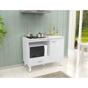 Balcão Cooktop Blane 105cm Com 1 Porta E 1 Gaveta Branco