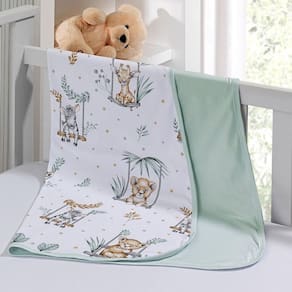 Cueiro Duplo Tecebem Baby Malha 100% Algodão Estampado Mara 80cm X 90cm Verde