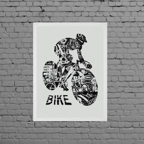 Quadro Decorativo Bike Art 33X24Cm - Com Vidro