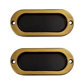 Par De Puxador Concha Sobrepor Pequeno Preto-dourado