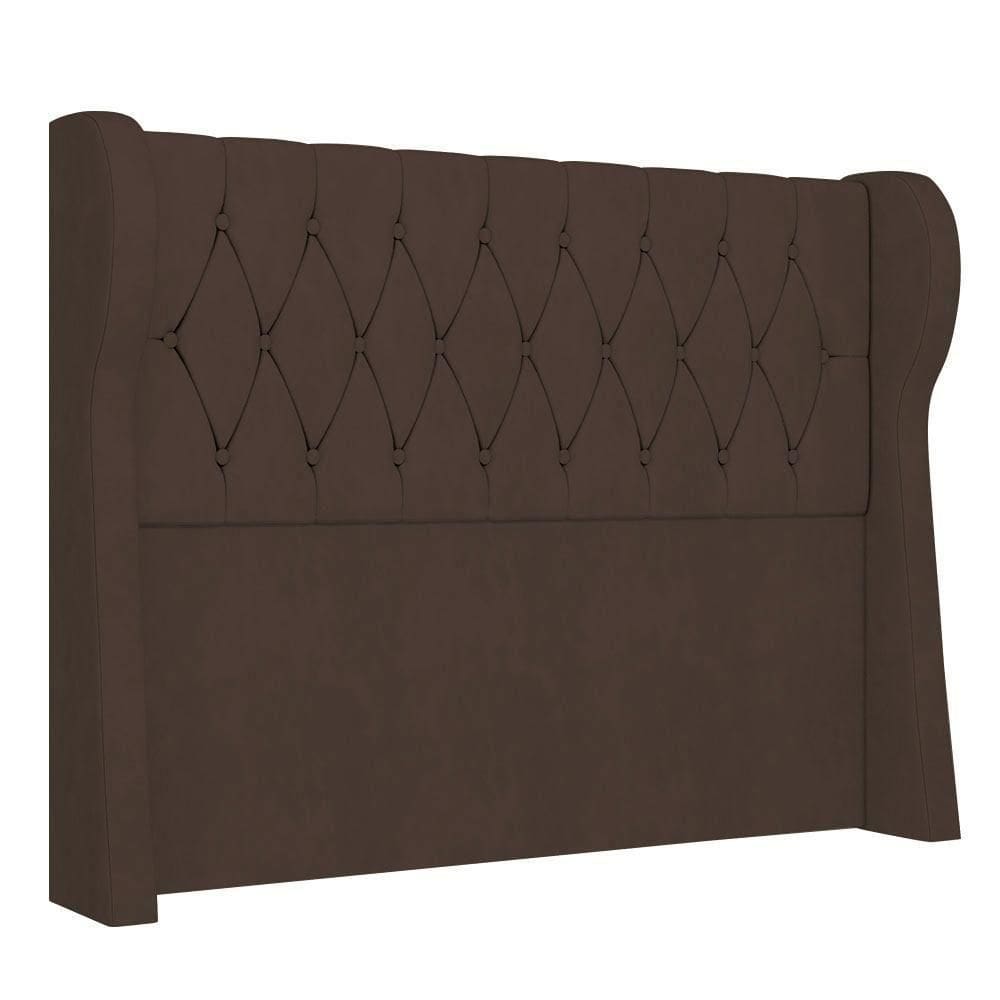 Cabeceira Casal Cama 140cm Malva I02 Veludo Marrom - Mpozenato