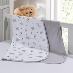 Cueiro Duplo Tecebem Baby Malha 100% Algodão Estampado Leon 80cm X 90cm Cinza