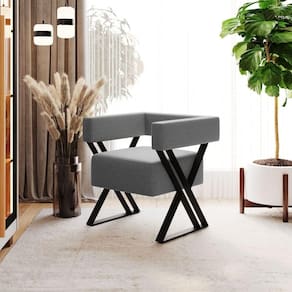 Poltrona Decorativa Linha Alta Aruba Estilo Industrial Linho Cinza