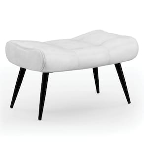 Puff Decorativo Para Sala De Estar Pés Palito Lord Sintético Branco - Ibiza