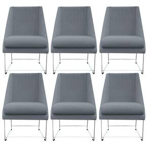 Kit 06 Cadeiras Ana Base De Ferro Prata Suede Bege D`classe Decor