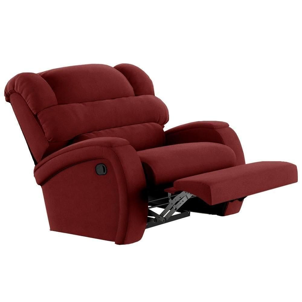 Poltrona Do Papai Reclinável Kalie Manual Gatilho Fh9 Veludo Vermelho - Mpozenato