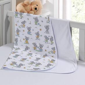 Cueiro Duplo Tecebem Baby Malha 100% Algodão Estampado Tom 80cm X 90cm Branco