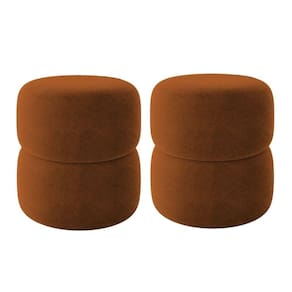 Kit 2 Puff Decorativo Estofado Para Sala Paris Bouclé Terracota