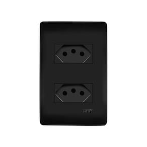 Tomada Dupla Fame Habitat Black 2p+t 10a Com Placa 4x2 Preta