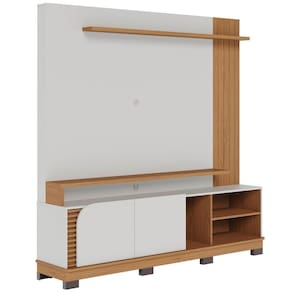 Estante Painel Para 75 Pol Madrid C05 Off White Matte-freijó - Mpozenato