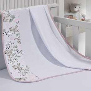 Cueiro Simples Tecebem Baby Malha 100% Algodão Estampa Lizi 80cm X 90cm Branco
