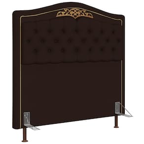 Cabeceira Cama Casal King 195cm Com Tachas Imperial J02 Sintético Marrom Escuro - Mpozenato