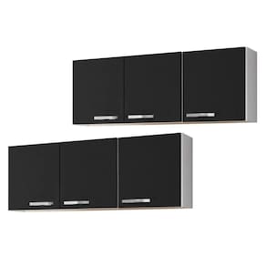 Kit 2 Armários Aéreos De Cozinha Parma 3 Portas 150cm - Lumil Móveis Branco
