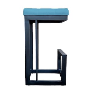 Banqueta Londres Base De Ferro Sued Azul Tiffany D`classe Decor