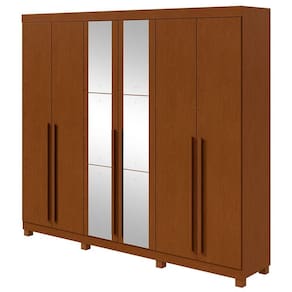 Guarda Roupa Casal Bertha 6 Portas 2 Gavetas Frassino com Pés e Espelho - Lopas