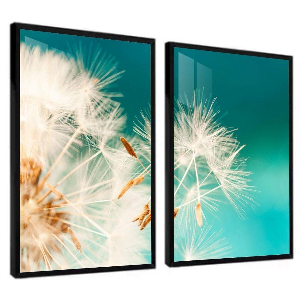 Quadros Decorativos Moldura Jogo Flor Dente De Leão Azul