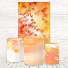 Painel Retangular E Capas Tecido Floral Outono Fkpc-1117