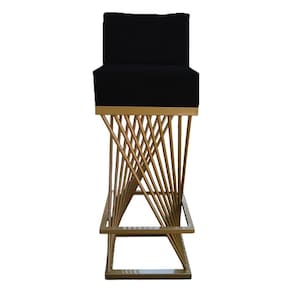 Banqueta Luma Base De Ferro Sued Preto D`classe Decor