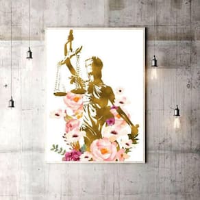 Quadro Decorativo Deusa Da Justiça Estilo Aquarela 45x34cm