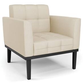 Poltrona Decorativa Base Madeira Preto Ana Veludo Luxo Off White - Ibiza