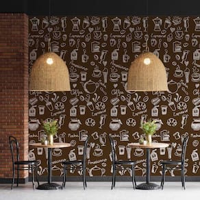 Papel De Parede Adesivo Marrom Coffee Shop - 3,0M