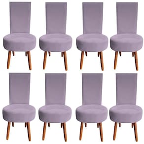 Kit 08 Cadeiras De Jantar Lisboa Sued Rosa Bebe D`classe Decor