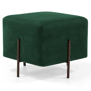 Puff Decorativo 45cm Base Aço Status C-303 Veludo Verde Musgo - Domi