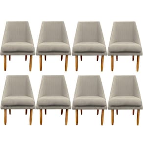 Kit 08 Cadeiras Para Sala De Jantar Ana Pés Palito Suede Bege- D`classe Decor