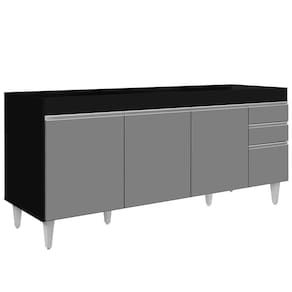 Balcão Gabinete Para Pia 180cm Sem Tampo Dallas Preto-cinza - Lumil