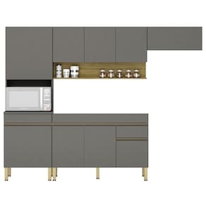 Armário De Cozinha 4 Peças Balcão Sem Tampo 120cm Lina04 K02 Gris-freijó - Mpozenato
