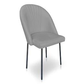 Cadeira De Jantar Virginia Sued Grafite Pés De Ferro Preto Dclasse Decor