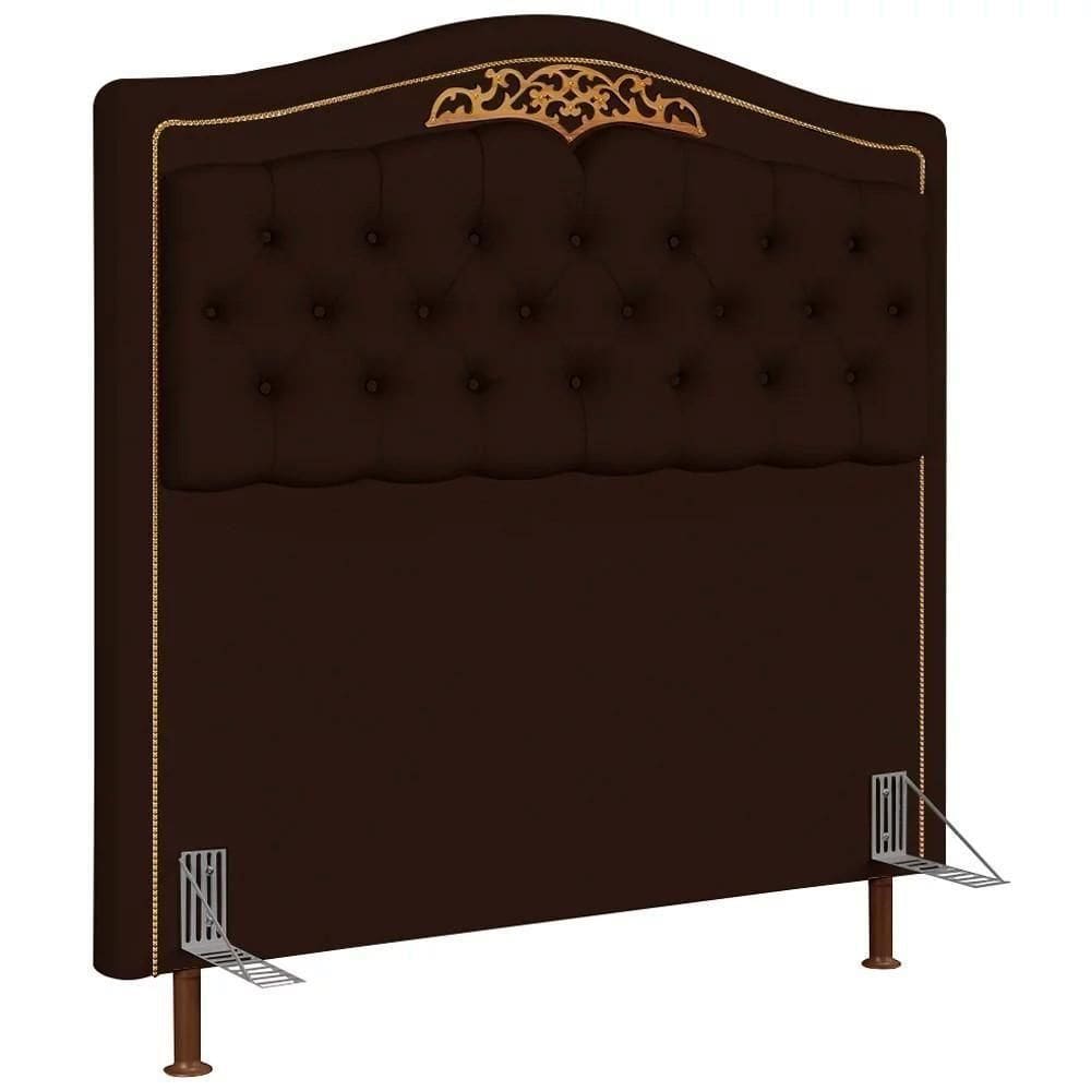 Cabeceira Cama Casal 140cm Com Tachas Imperial J02 Sintético Marrom Escuro - Mpozenato