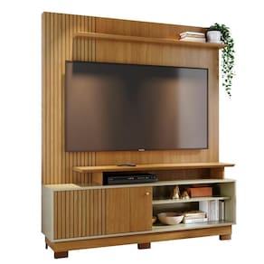 Estante Painel Para 75 Pol 160cm Anny Z10 Cumaru-opala - Mpozenato