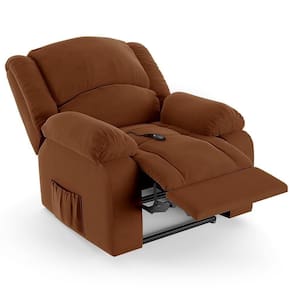 Poltrona Do Papai Reclinável Pietra Controle Power Elétrico Usb Fh9 Veludo Terracota - Mpozenato