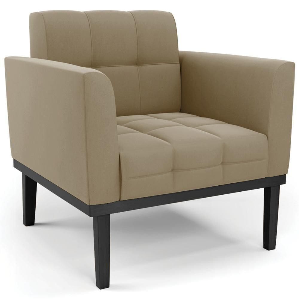Poltrona Decorativa Base Madeira Preto Ana Suede Marrom Rt - Ibiza