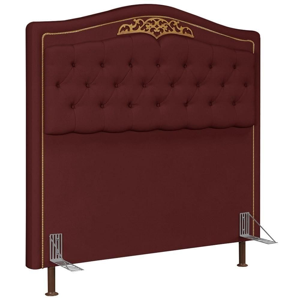 Cabeceira Cama Casal 140cm Com Tachas Imperial Veludo J02 Vinho - Mpozenato
