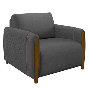 Poltrona Decorativa Para Sala De Estar 98cm Amaranto M22 Linho Cinza Escuro - Mpozenato