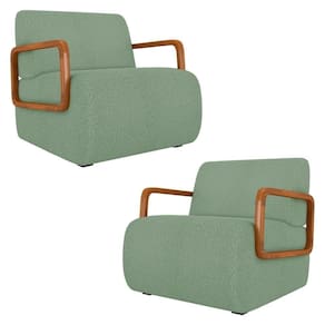 Poltrona Decorativa Orgânica Para Sala Kit 2 Belarus K04 Bouclê Oliva - Mpozenato