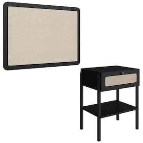 Cabeceira Solteiro 90cm E Mesa 1 Gaveta Arlo A10 Nero-preto - Mpozenato